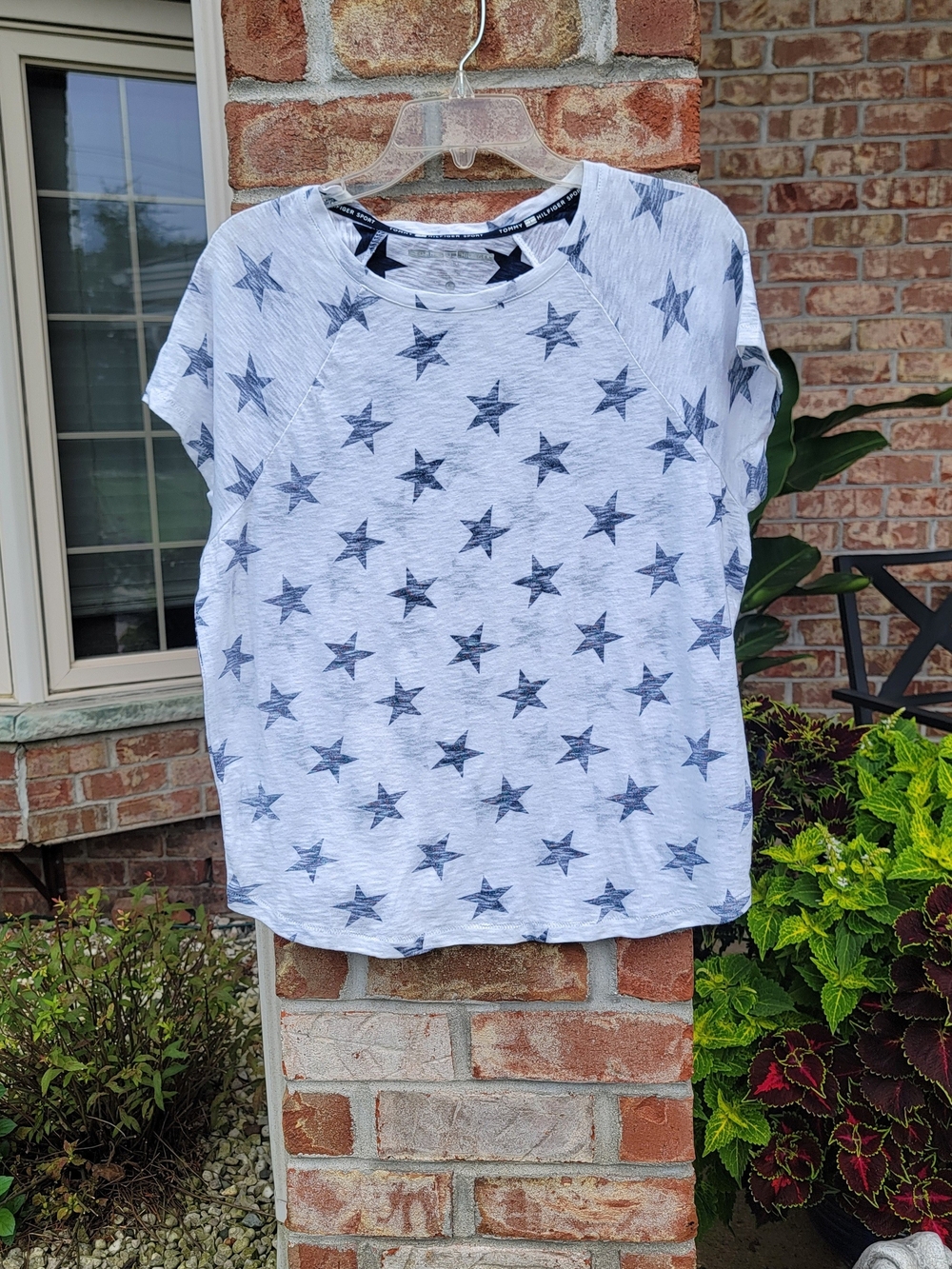 Tommy Hilfiger White Short Sleeve With Navy Star-Print Tee
